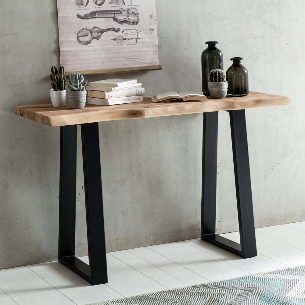 Håndlavet konsolbord i ubehandlet naturligt træ til entré, landlig stil