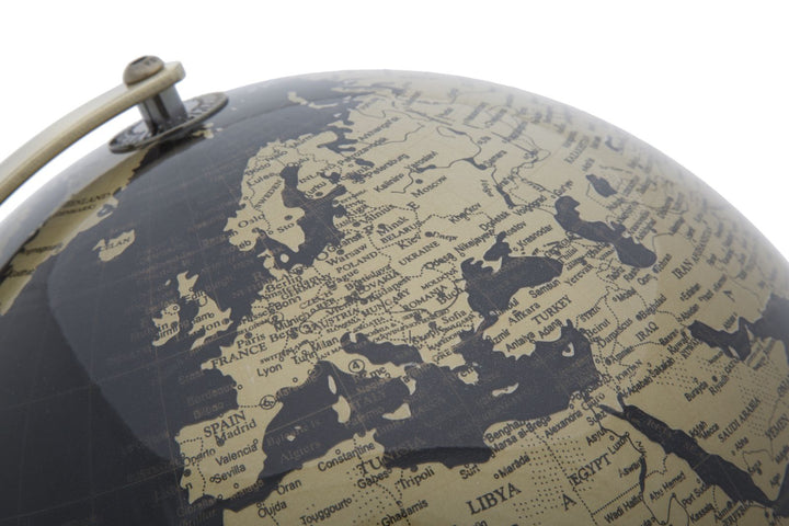 Industriel jordklode i guldfarve, metal og plast – 25x34 cm