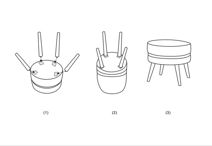 Glam taburet i fyrretræ/skum/polyester – 35x40x5 cm