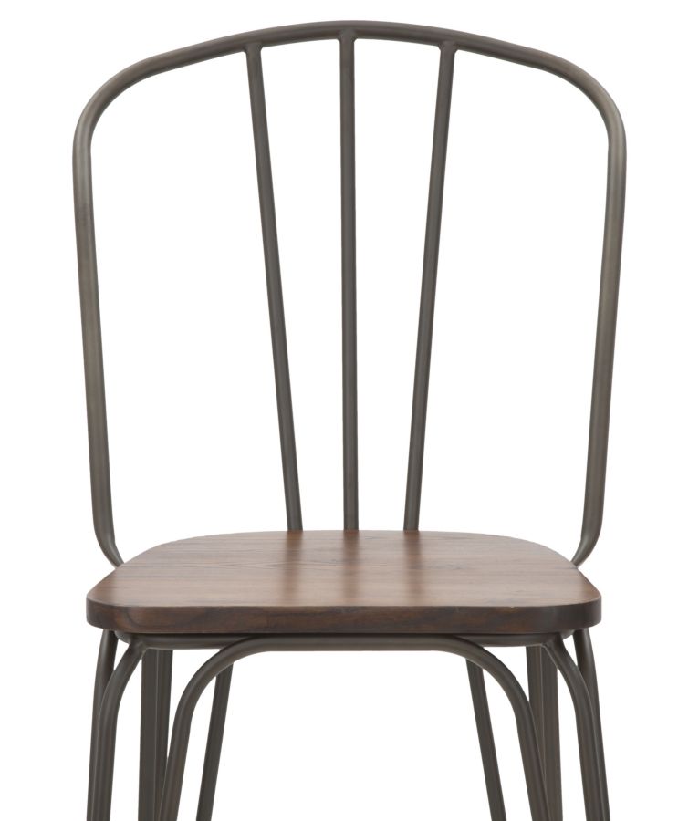 Industriel stol i metal og træ – 54x45x102 cm