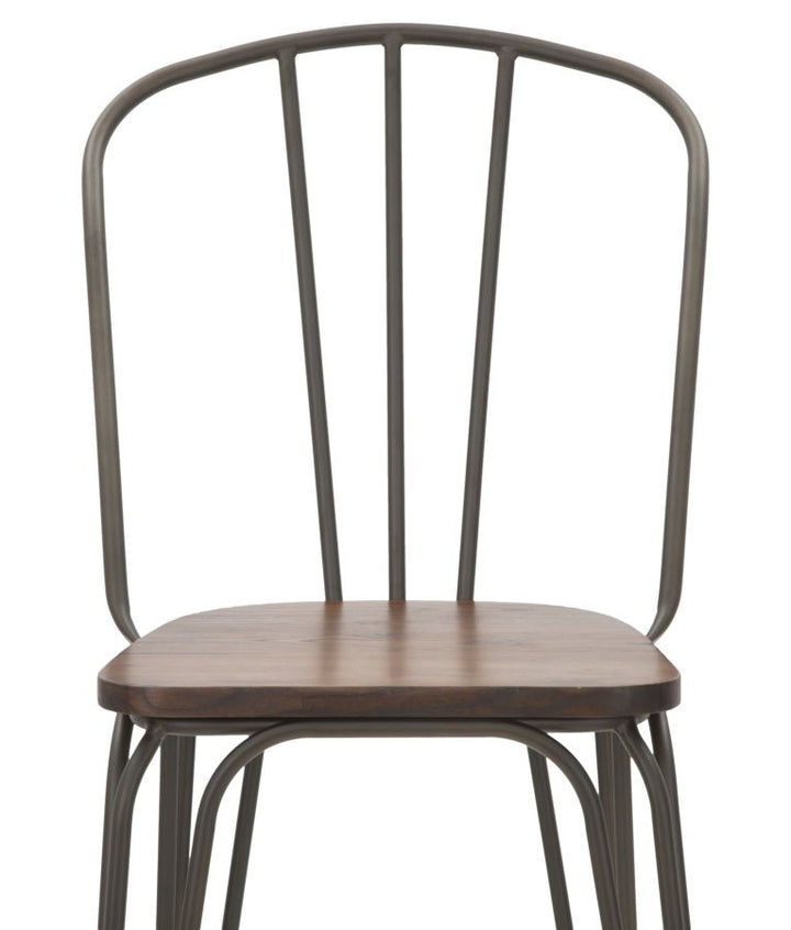 Industriel stol i metal og træ – 54x45x102 cm