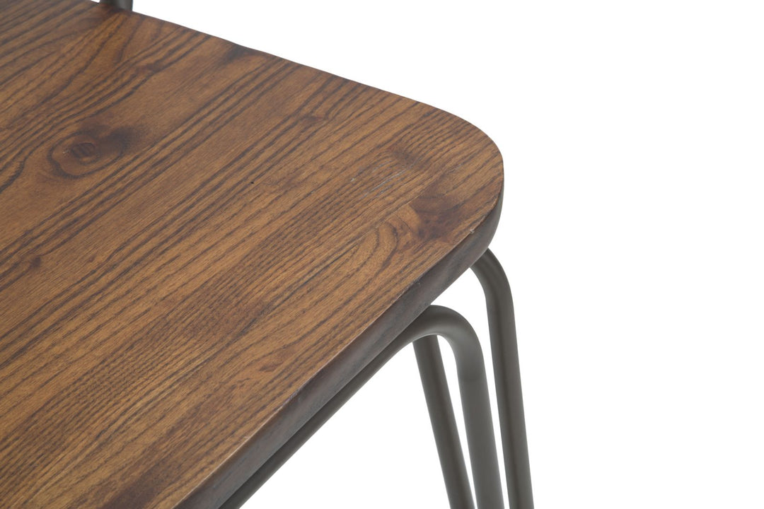 Industriel stol i metal og træ – 54x45x102 cm