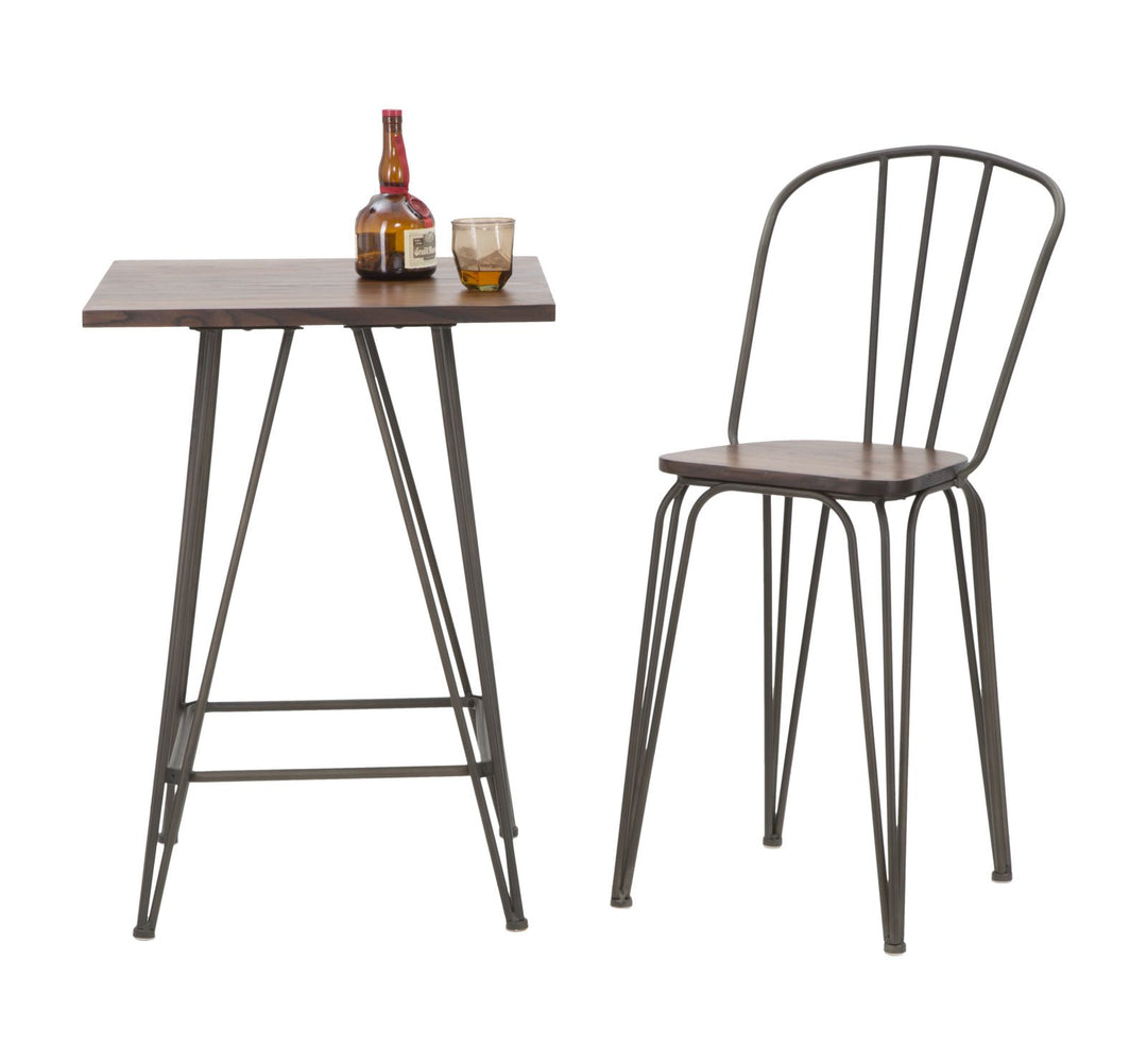 Industriel stol i metal og træ – 54x45x102 cm