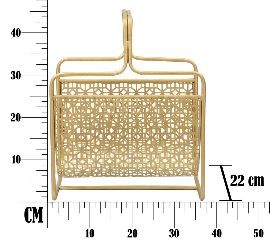 Glam magasinstativ i guldfarve, metal – 37x22x44 cm