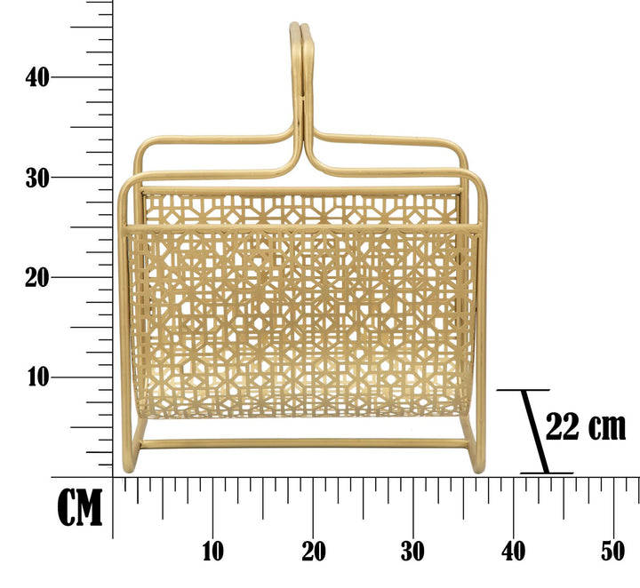 Glam magasinstativ i guldfarve, metal – 37x22x44 cm
