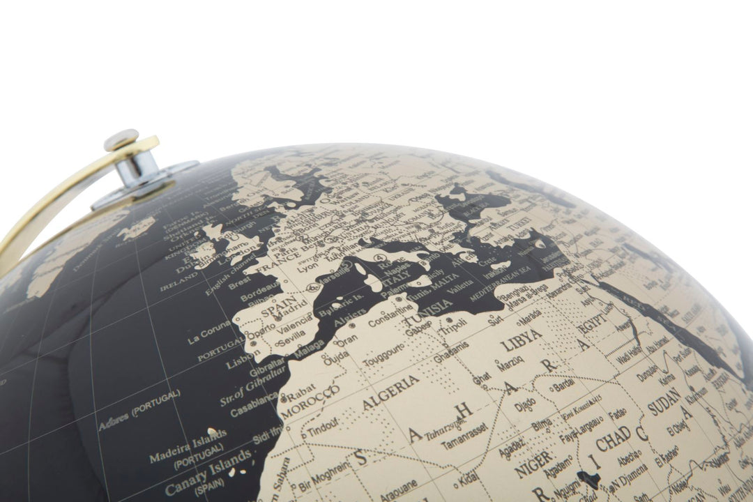 Glam jordklode i guldfarve og sort, plast/jern – 25x34 cm