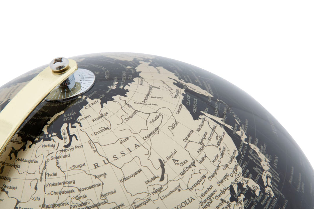 Glam jordklode i guldfarve og sort, plast/jern – 25x34 cm