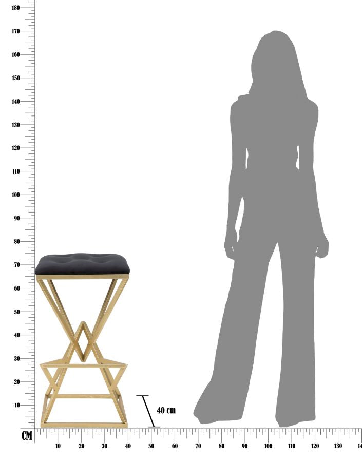 Glam barstol i guldfarve, jern/glas – 40x40x75 cm