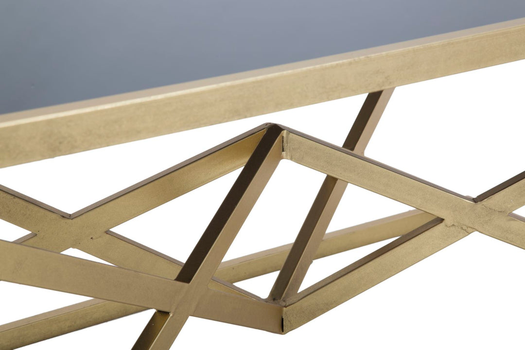 Glam bord i guldfarve, jern/glas – 110x60x45 cm