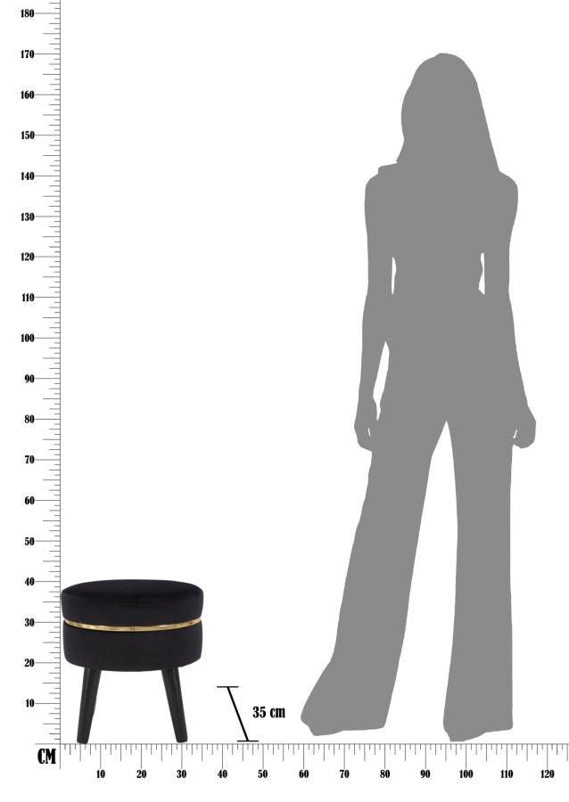 Glam taburet i fyrretræ/skum/polyester – 35x40x5 cm