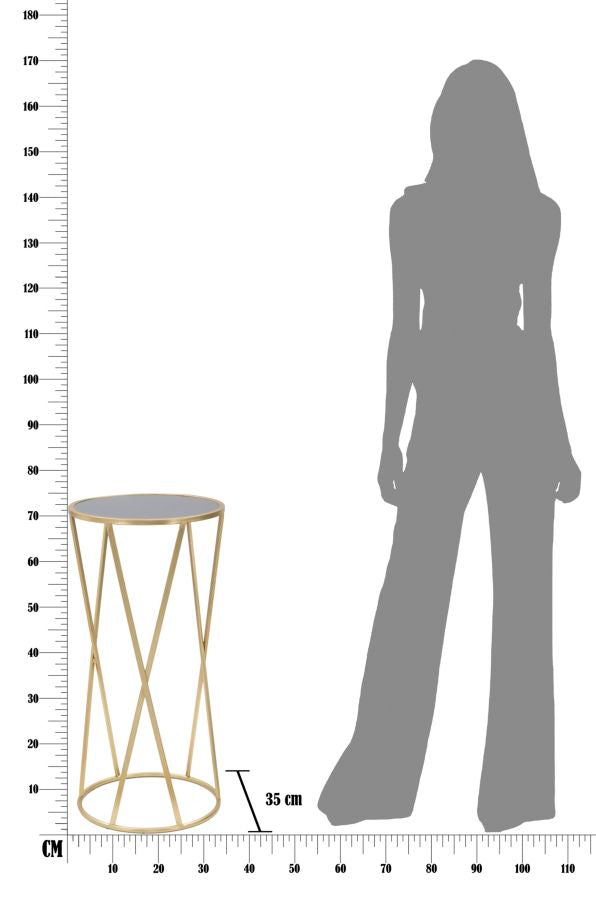 Glam sidebord i guldfarve, jern/glas – 35x75 cm