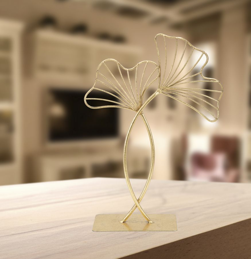 Glam skulptur i jern, guldfarvet – 25x8x5 cm