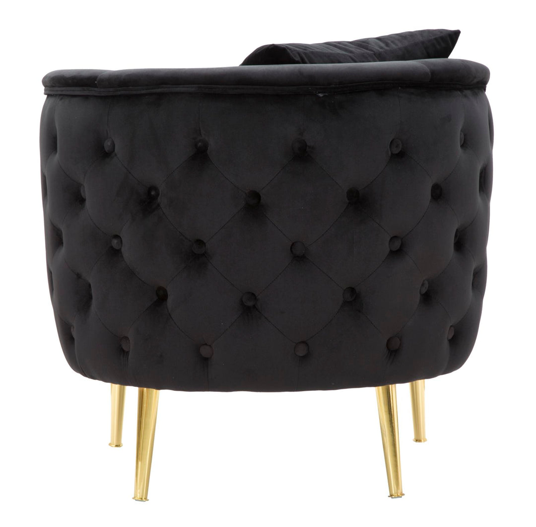 Glam stol i sort i træ, stof og metal – 76x74x71 cm