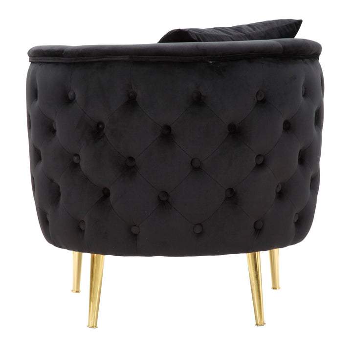 Glam stol i sort i træ, stof og metal – 76x74x71 cm