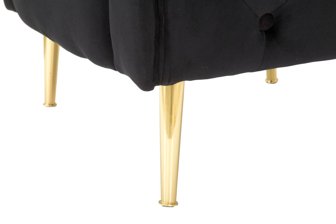 Glam stol i sort i træ, stof og metal – 76x74x71 cm