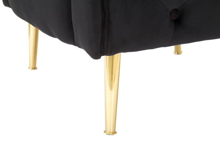 Glam stol i sort i træ, stof og metal – 76x74x71 cm