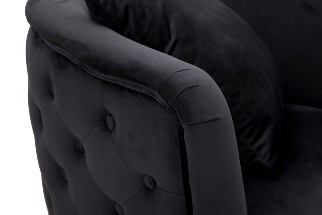 Glam stol i sort i træ, stof og metal – 76x74x71 cm