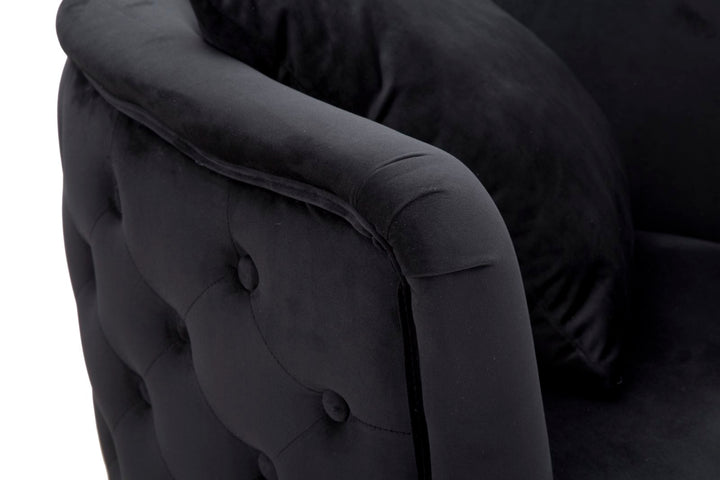 Glam stol i sort i træ, stof og metal – 76x74x71 cm