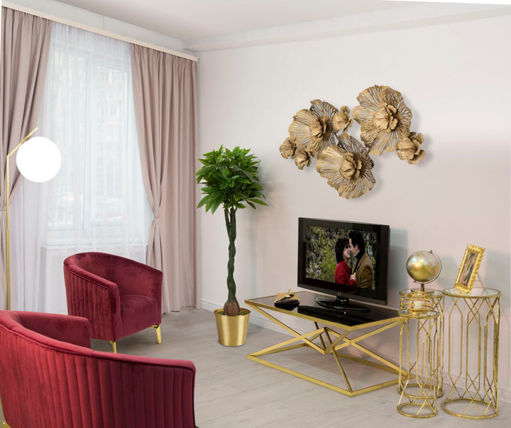 Glam bord i guldfarve, jern/glas – 110x60x45 cm