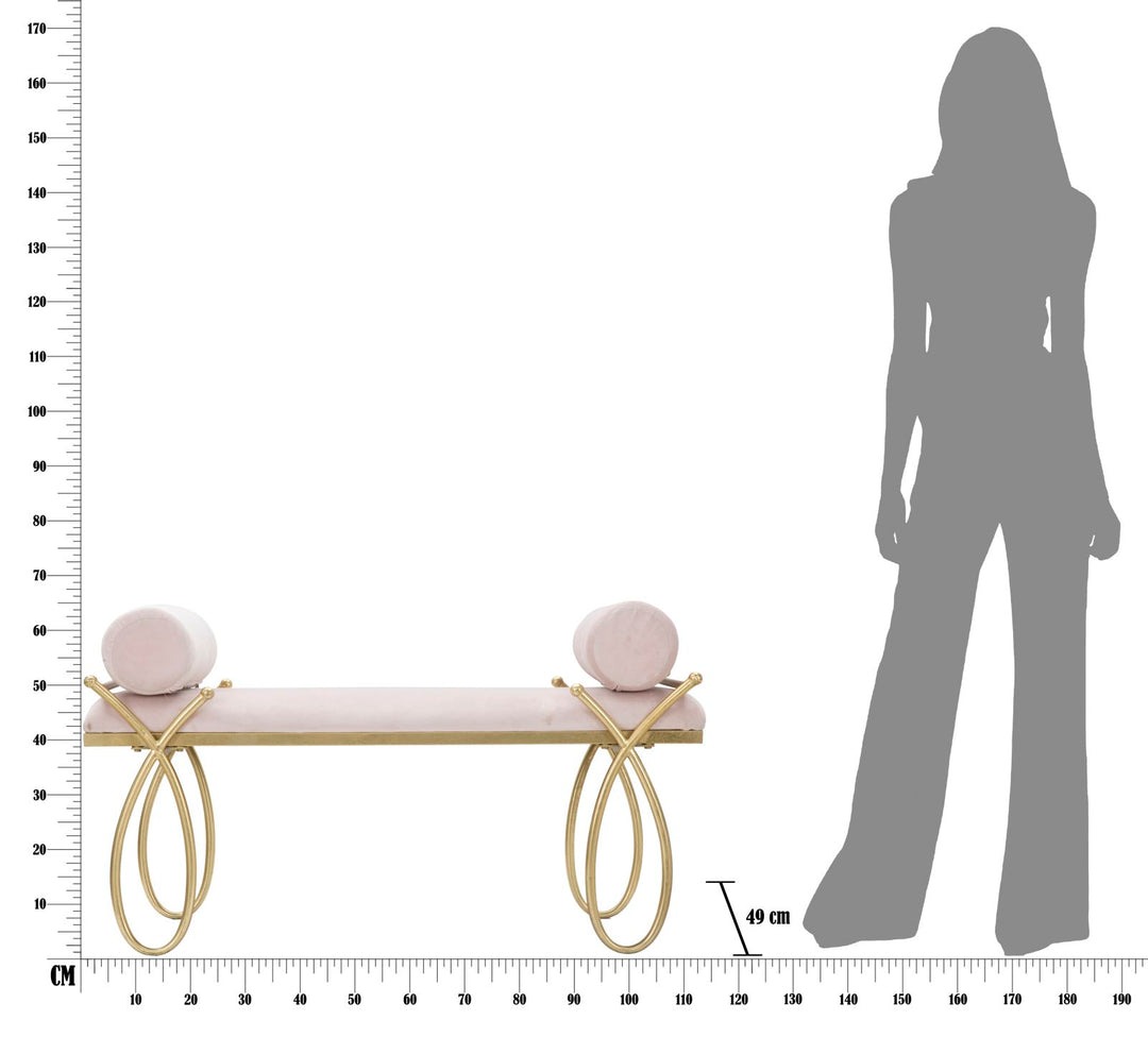 Glam bænk i jern, MDF og polyester – 112x5x49 cm