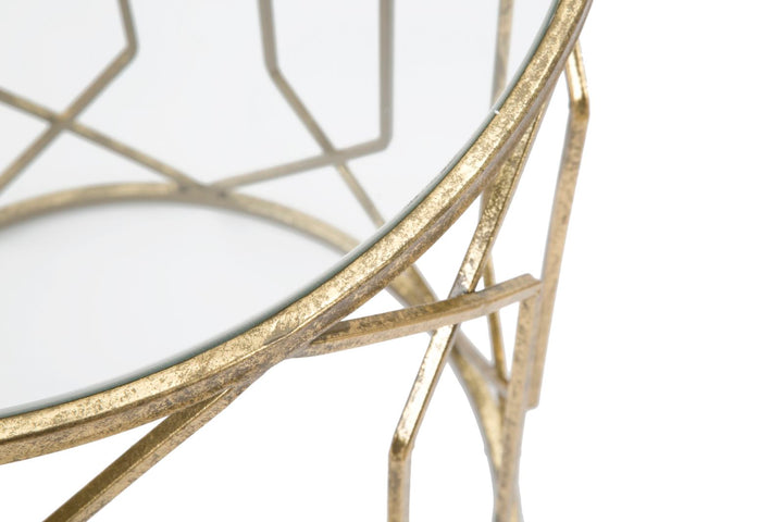 Glam borde i guldfarve, metal og glas – 42x53 og 38x47 cm