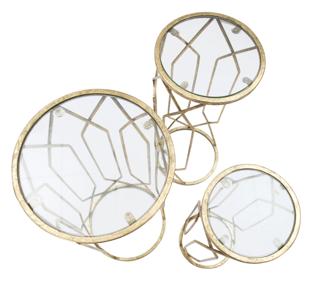 Glam 3 x sideborde, guldfarvet, metal – 32x71 og 28x65 og 23x61 cm