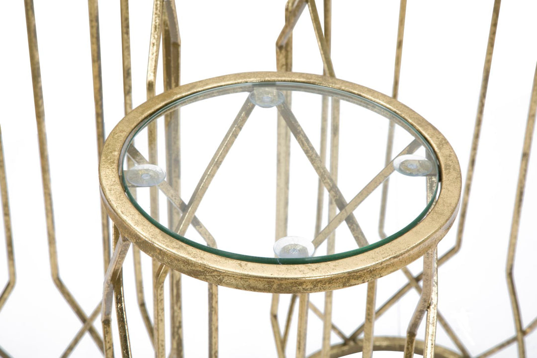 Glam 3 x sideborde, guldfarvet, metal – 32x71 og 28x65 og 23x61 cm