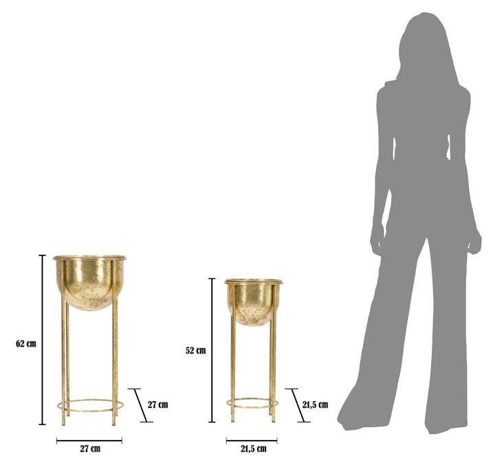 Glam plantestativer, guldfarve, metal – 27x62 21x5x52 cm