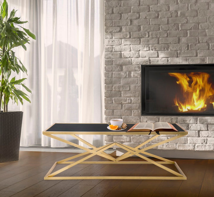 Glam bord i guldfarve, jern/glas – 110x60x45 cm