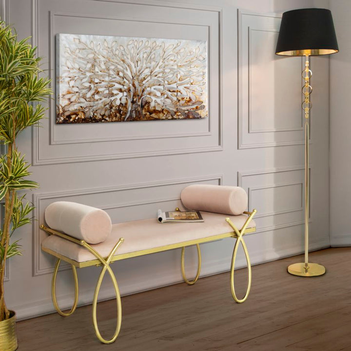 Glam bænk i jern, MDF og polyester – 112x5x49 cm