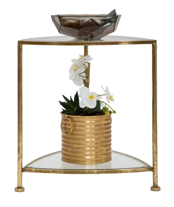 Glam sofabord i jern og glas – 45x45x50 cm