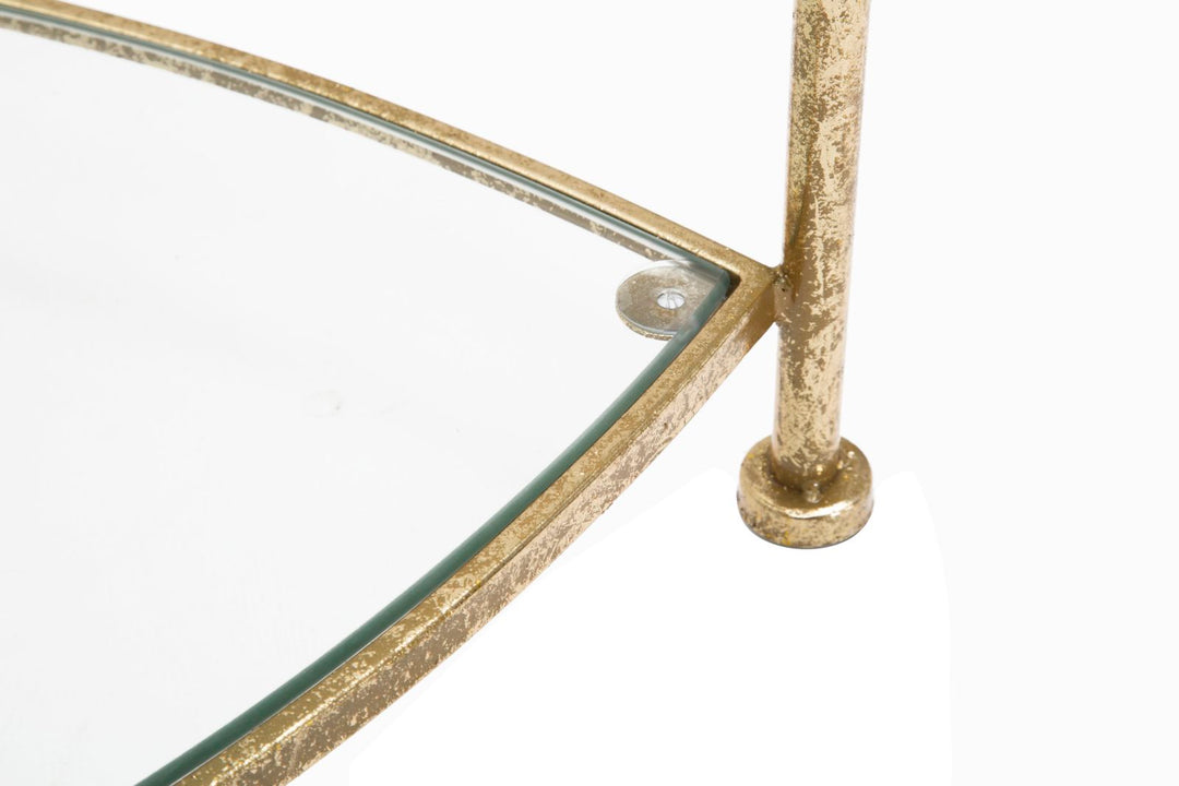 Glam sofabord i jern og glas – 45x45x50 cm