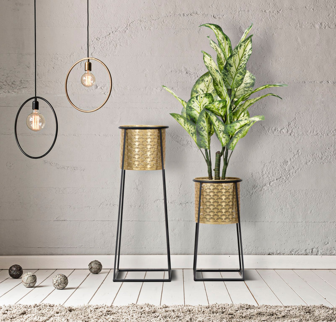 Glam plantestativer i guldfarve, metal – 26x70 og 23x45 cm