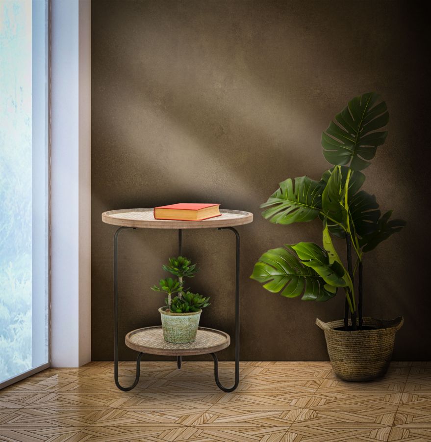 Industrielt bord, jern og mdf – 48x54x5 cm