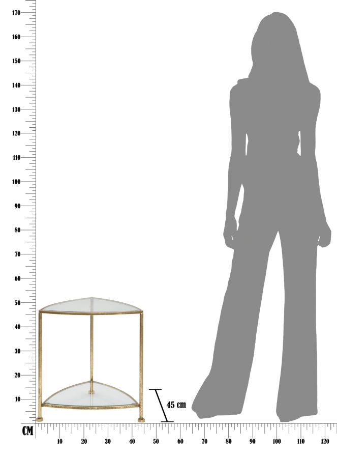 Glam sofabord i jern og glas – 45x45x50 cm