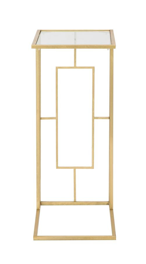 Glam bord i guldfarve, jern og glas – 40x5x25 og 5x60 cm