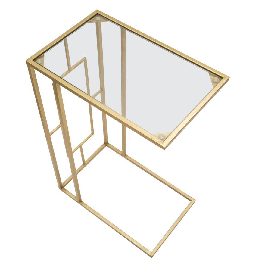 Glam bord i guldfarve, jern og glas – 40x5x25 og 5x60 cm