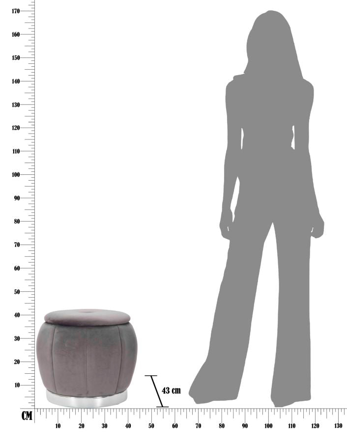 Glam taburet i fyrretræ og polyester – 43x43 cm