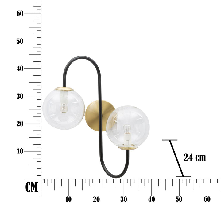 Glam lampe i guldfarve, jern og glas – 36x24x45 cm