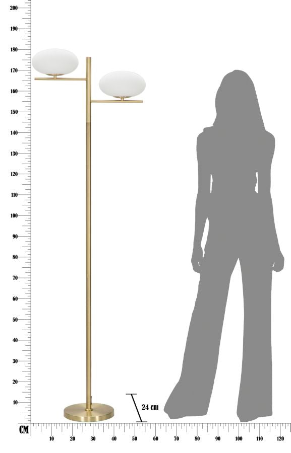 Glam lampe i guldfarve, jern og glas – 51x24x180 cm