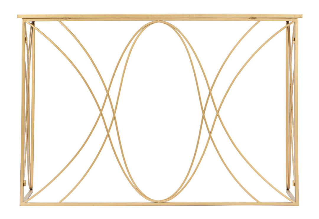 Glam konsolbord i guldfarve, jern og glas – 120x40x80 cm