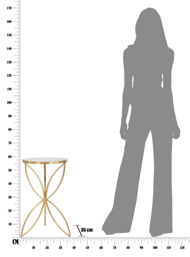 Glam sidebord i guldfarve, metal og glas – 35x60 cm