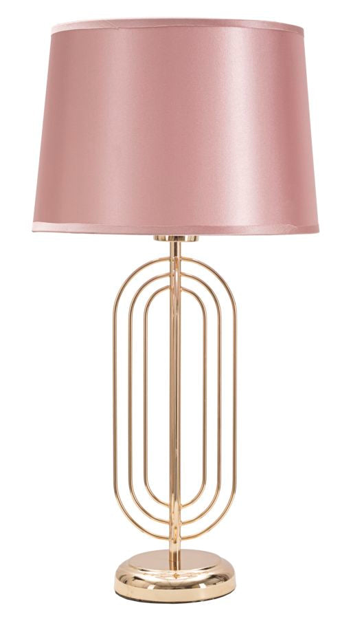 Glam bordlampe i pink, metal og stof – 28x55 cm