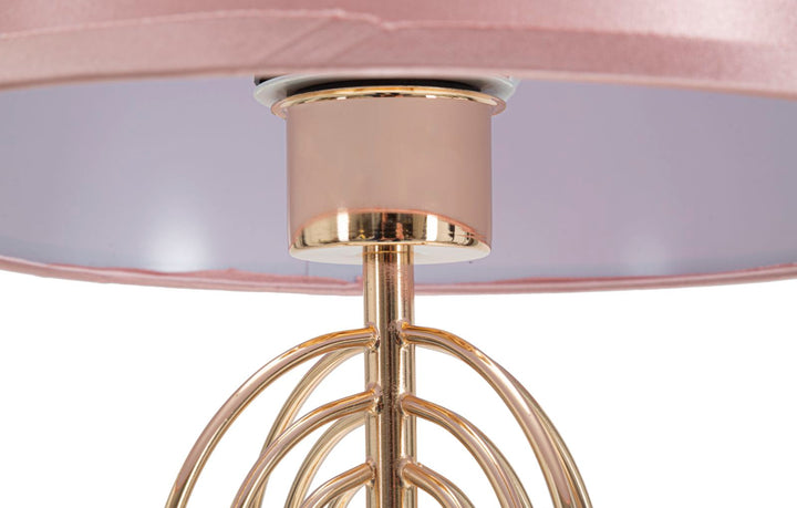 Glam bordlampe i pink, metal og stof – 28x55 cm