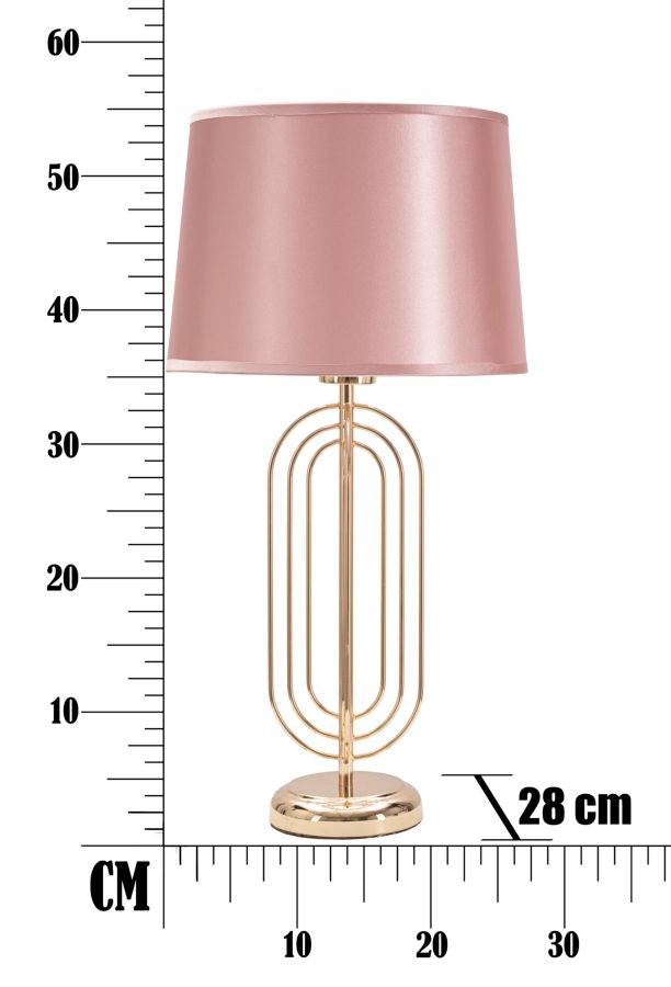 Glam bordlampe i pink, metal og stof – 28x55 cm