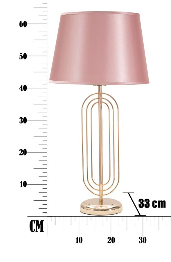 Glam bordlampe i pink, metal og stof  – 33x64 cm
