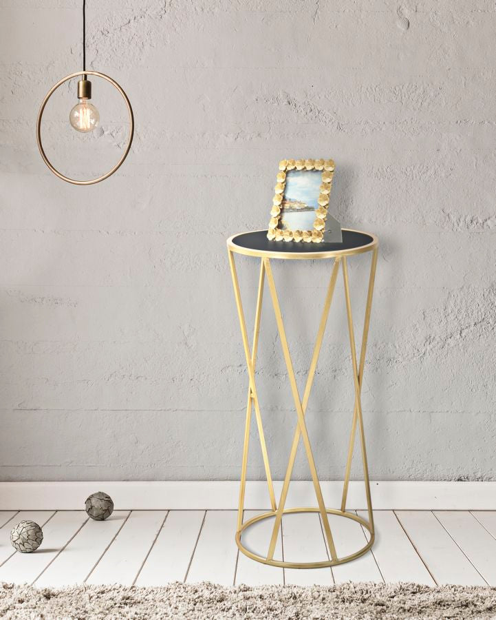 Glam sidebord i guldfarve, jern/glas – 35x75 cm