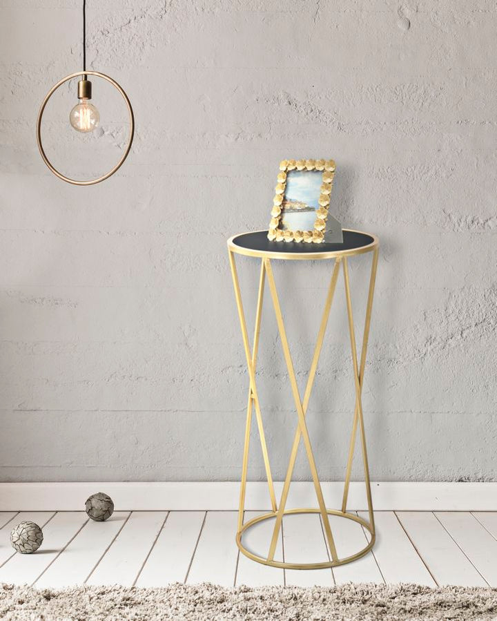 Glam sidebord i guldfarve, jern/glas – 35x75 cm