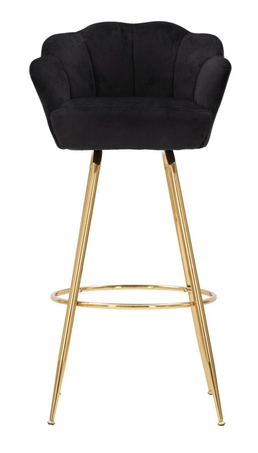 Glam barstol, sort med guldfarve, stof and metal – 55x53x110 cm