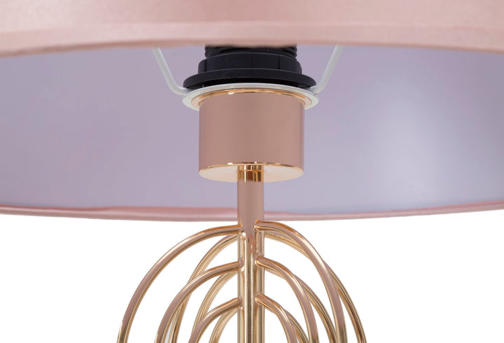 Glam gulvlampe i pink og guldfarve, metal, pvc og stof – 40x168x5 cm